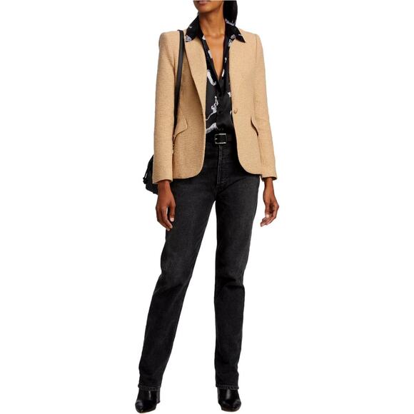 L’Agence Tyler Silk Leopard Cat Print Button Down Shirt Blouse Black Large NWT - Picture 2 of 13